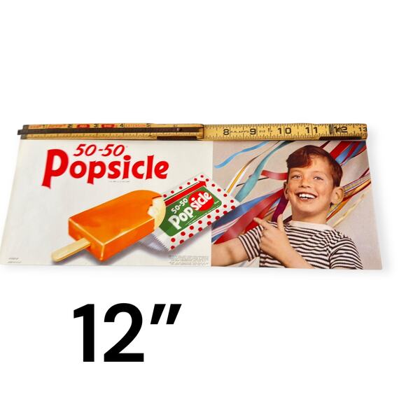 1950s Popsicle 50-50 Litho Diner Store Sign Vintage Ice Cream Joe Lowe Original - Picture 12 of 13